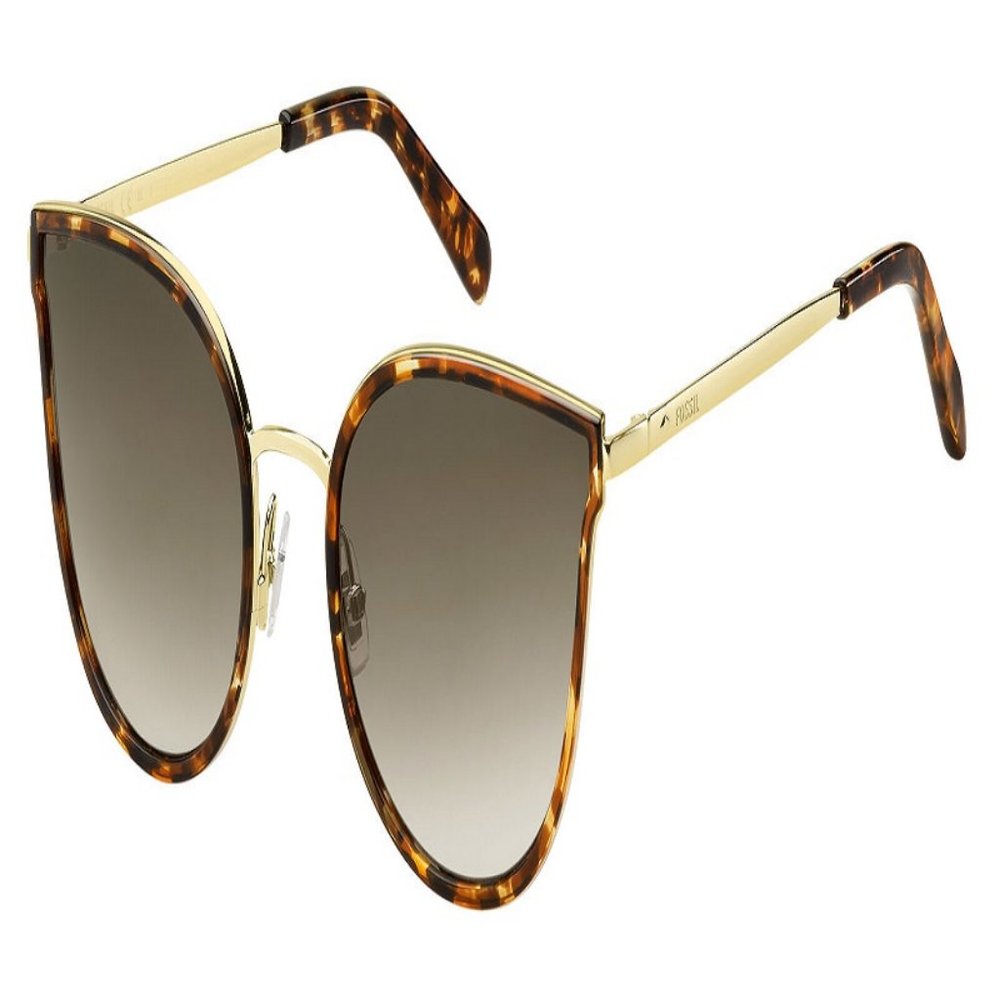 Fosil Cat Eye Women Havana Gold Metal Frame